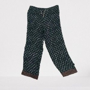 Vintage Vitadini Sport Silk Border Print Pallazo Pants Size S Navy